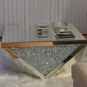 GLAM _ Mirrored glass coffee table and matching side table